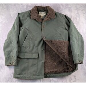 VTG LL Bean Chore Jacket Sherpa Lined Barn Coat Canvas Men's Large READ!!!